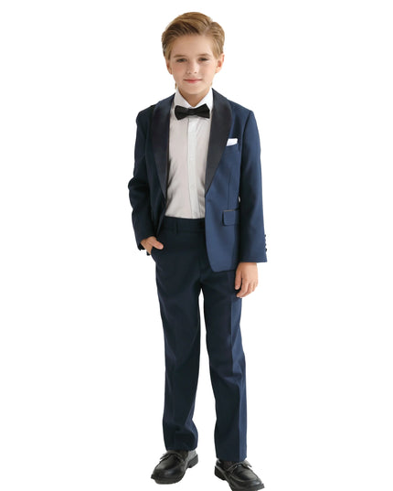 kids atelier moustache Navy Shawl Lapel Wool Suit