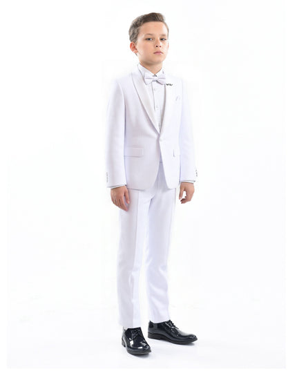 kids atelier moustache White Shawl Lapel Wool Suit