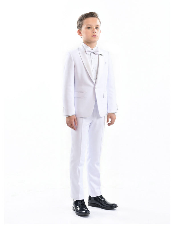 kids atelier moustache White Shawl Lapel Wool Suit