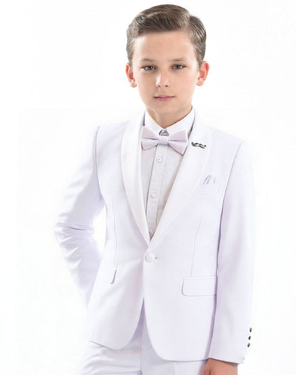 kids atelier moustache White Shawl Lapel Wool Suit