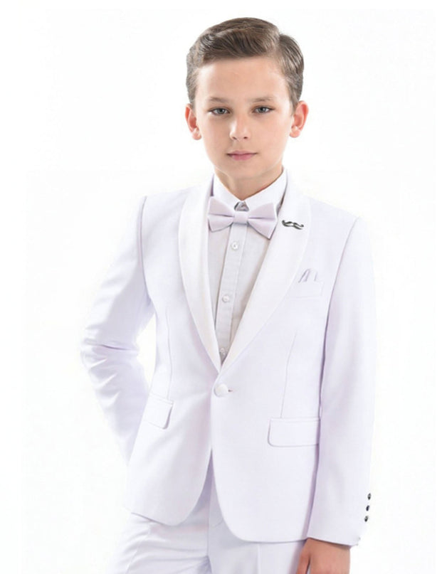 kids atelier moustache White Shawl Lapel Wool Suit