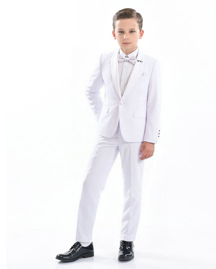 kids atelier moustache White Shawl Lapel Wool Suit
