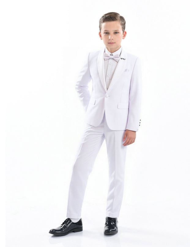 kids atelier moustache White Shawl Lapel Wool Suit