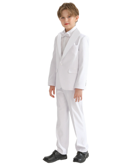 kids atelier moustache White Shawl Lapel Wool Suit