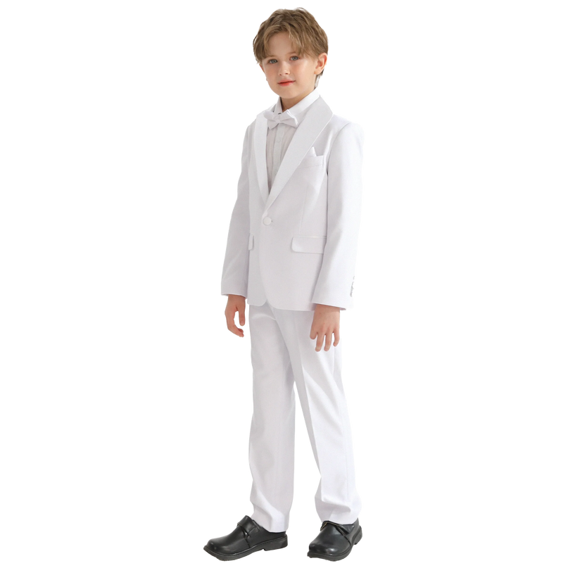 kids atelier moustache White Shawl Lapel Wool Suit