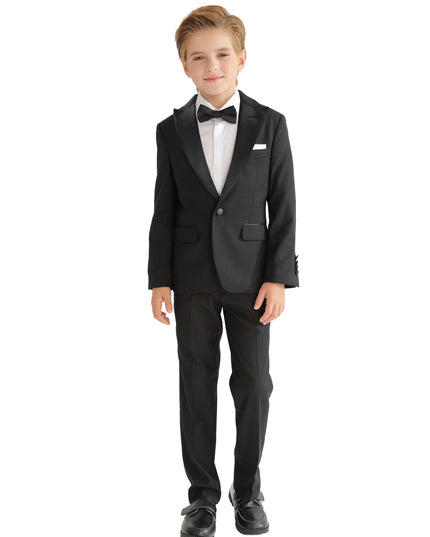 Kids atelier moustache Black Peak Lapel Trim Wool Suit
