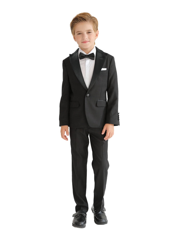 Kids atelier moustache Black Peak Lapel Trim Wool Suit