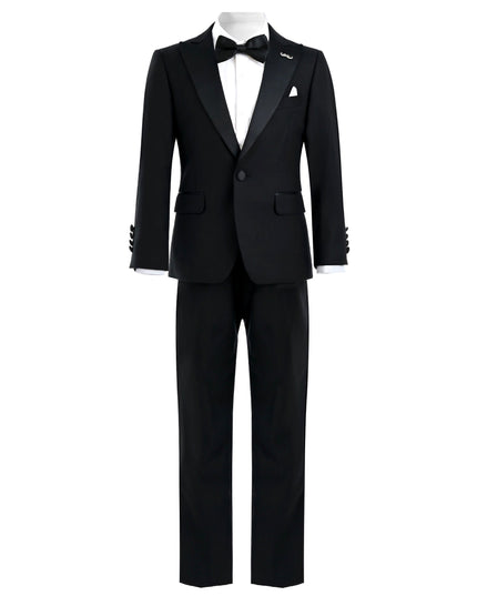 Kids atelier moustache Black Peak Lapel Trim Wool Suit