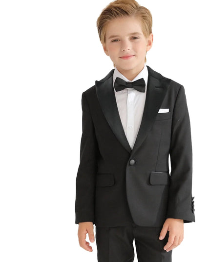 Kids atelier moustache Black Peak Lapel Trim Wool Suit