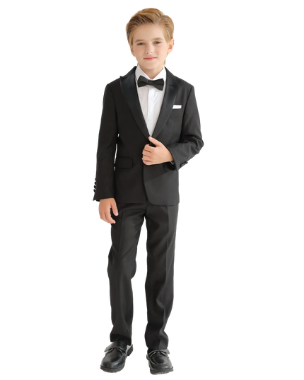 Kids atelier moustache Black Peak Lapel Trim Wool Suit