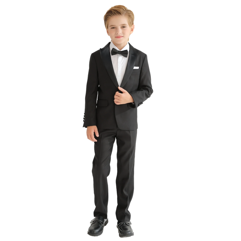 Kids atelier moustache Black Peak Lapel Trim Wool Suit