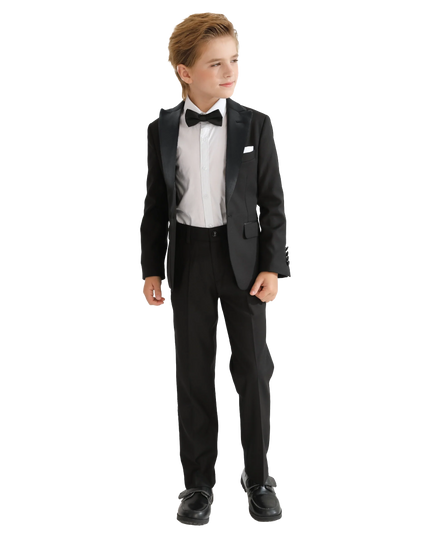 Kids atelier moustache Black Peak Lapel Trim Wool Suit