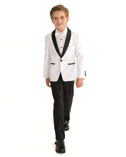 kids atelier moustache White Moustache Shawl Lapel Tuxedo Set