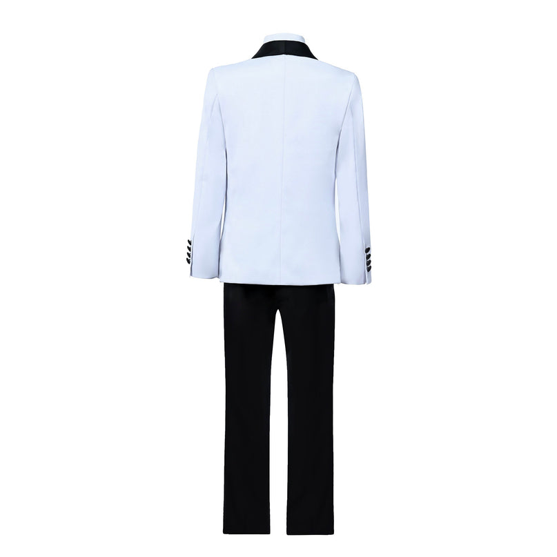 kids atelier moustache White Moustache Shawl Lapel Tuxedo Set