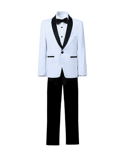 kids atelier moustache White Moustache Shawl Lapel Tuxedo Set