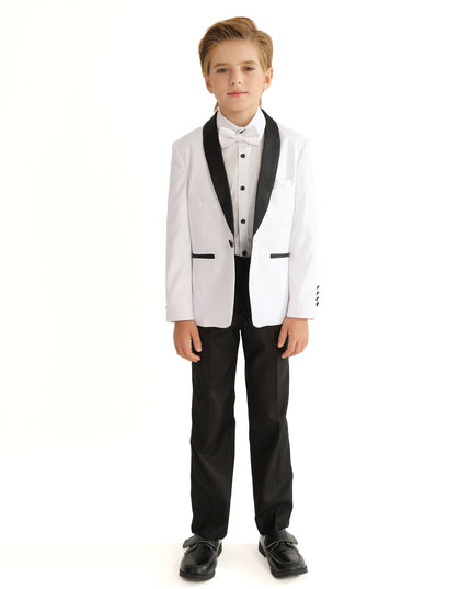 kids atelier moustache White Moustache Shawl Lapel Tuxedo Set