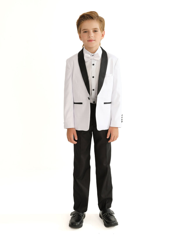 kids atelier moustache White Moustache Shawl Lapel Tuxedo Set