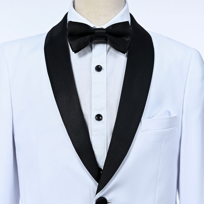 kids atelier moustache White Moustache Shawl Lapel Tuxedo Set