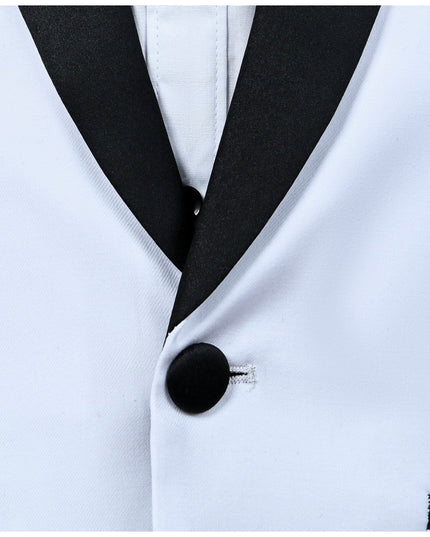 kids atelier moustache White Moustache Shawl Lapel Tuxedo Set