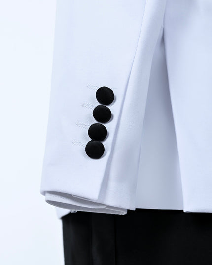 kids atelier moustache White Moustache Shawl Lapel Tuxedo Set