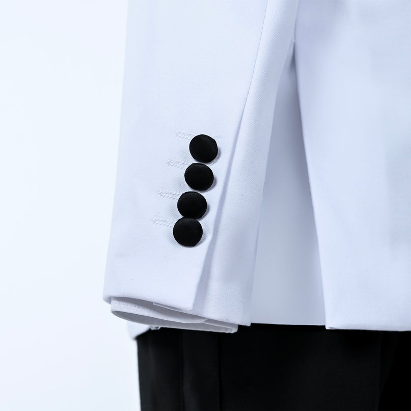 kids atelier moustache White Moustache Shawl Lapel Tuxedo Set