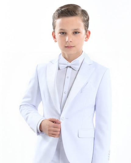 White Suit Peak Lapel Tuxedo Set