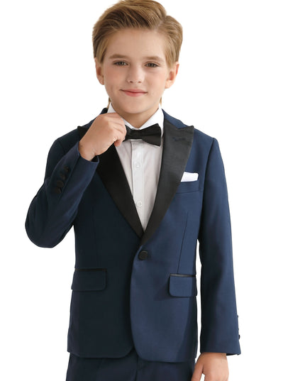 Navy Peak Lapel Trim Wool Suit
