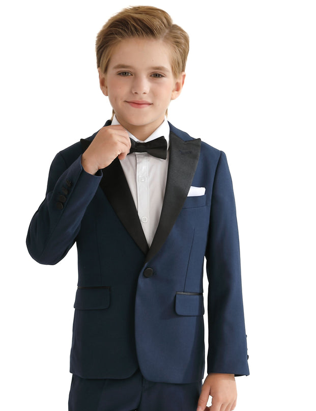 Navy Peak Lapel Trim Wool Suit