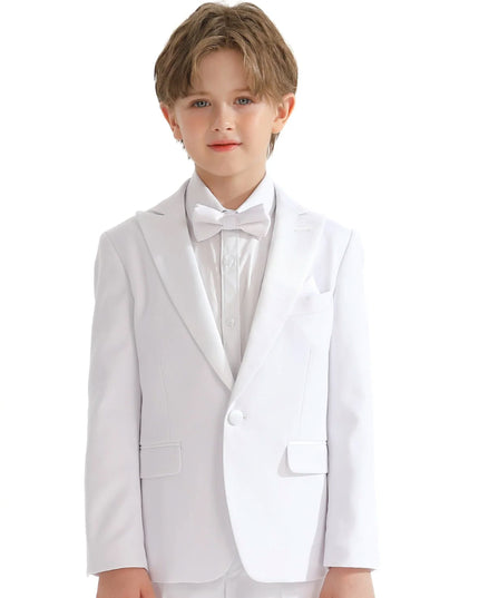 White Peak Lapel Trim Wool Suit