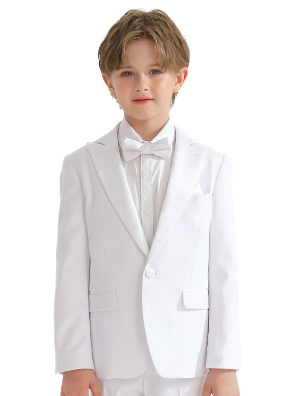 White Peak Lapel Trim Wool Suit