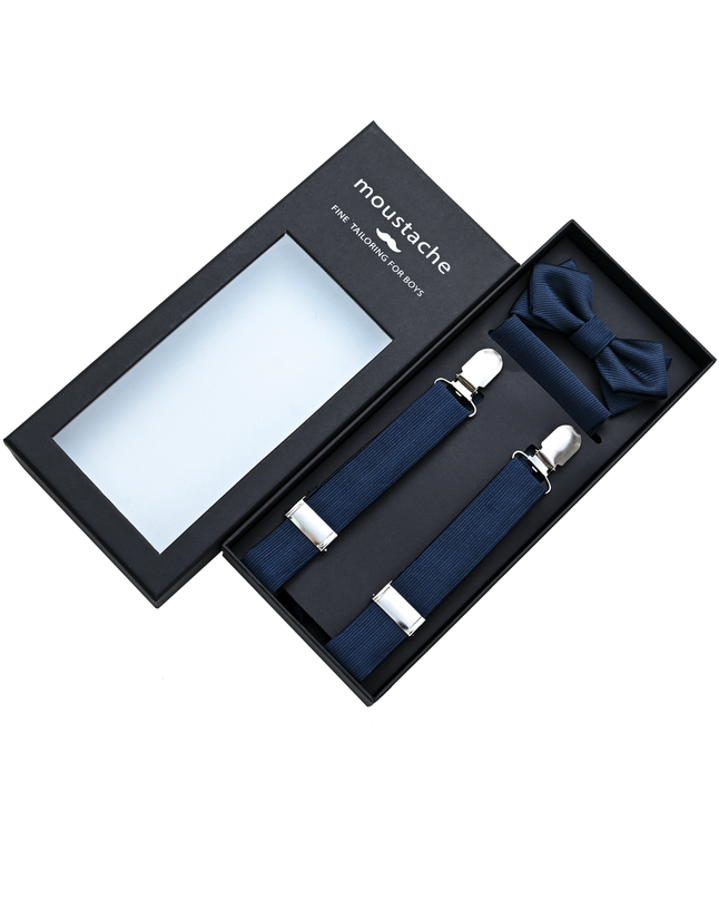 Blue Lined Suspenders Set