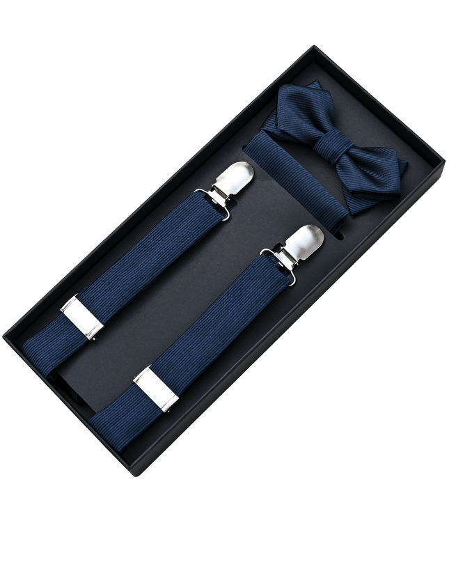 Blue Lined Suspenders Set