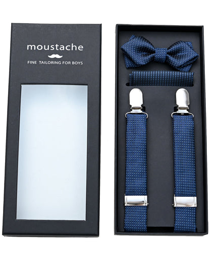 Blue Textured Suspenders Set