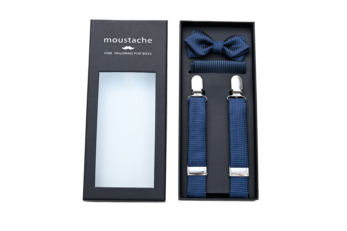 Blue Textured Suspenders Set