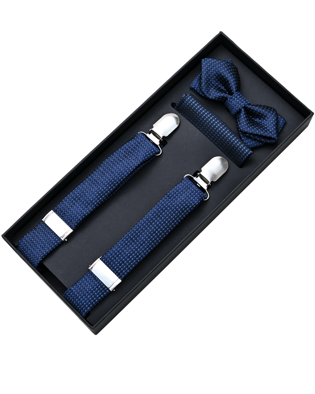 Blue Textured Suspenders Set