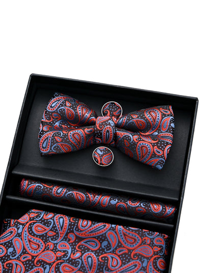 Red and Blue Paisley Tie Set