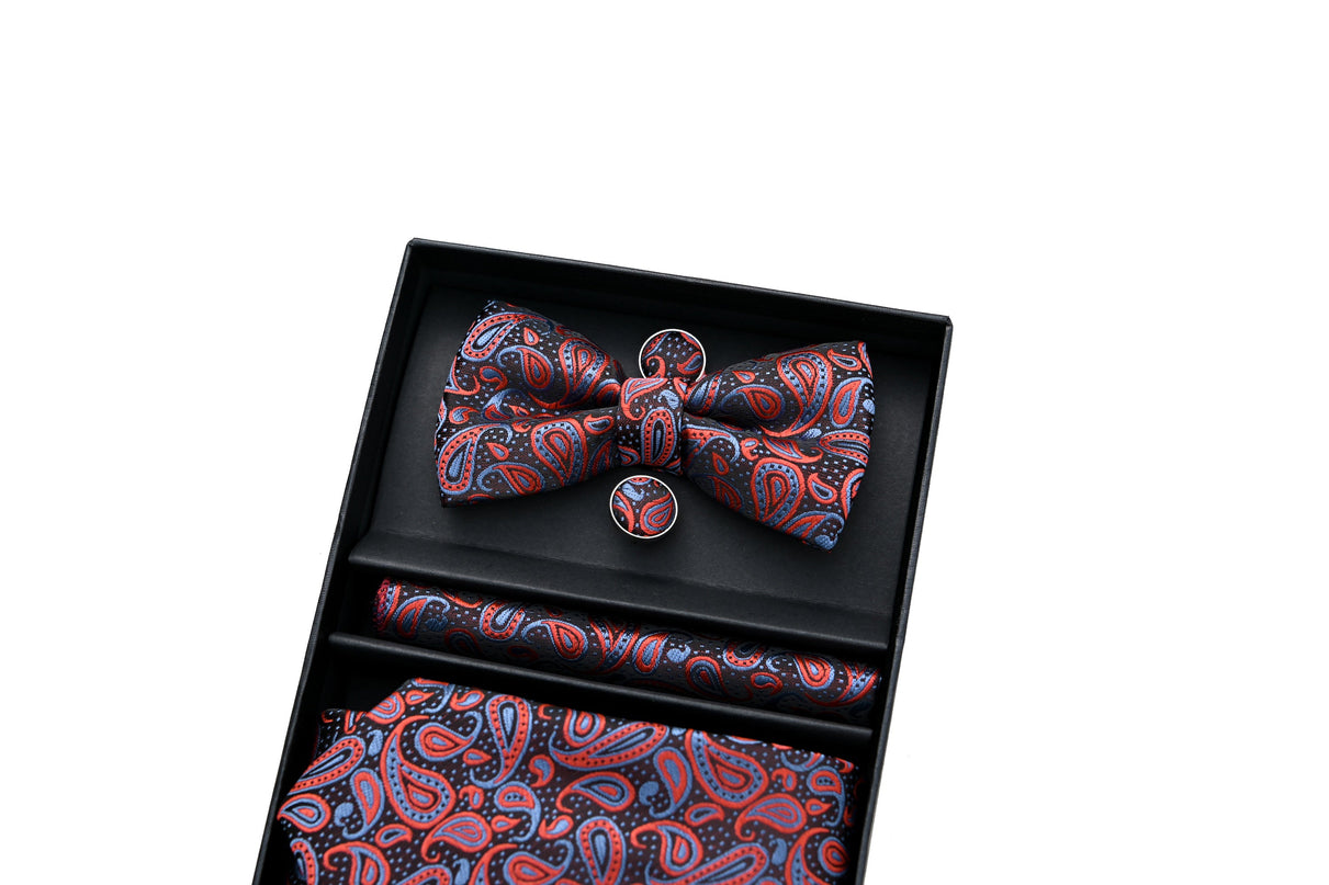 Red and Blue Paisley Tie Set