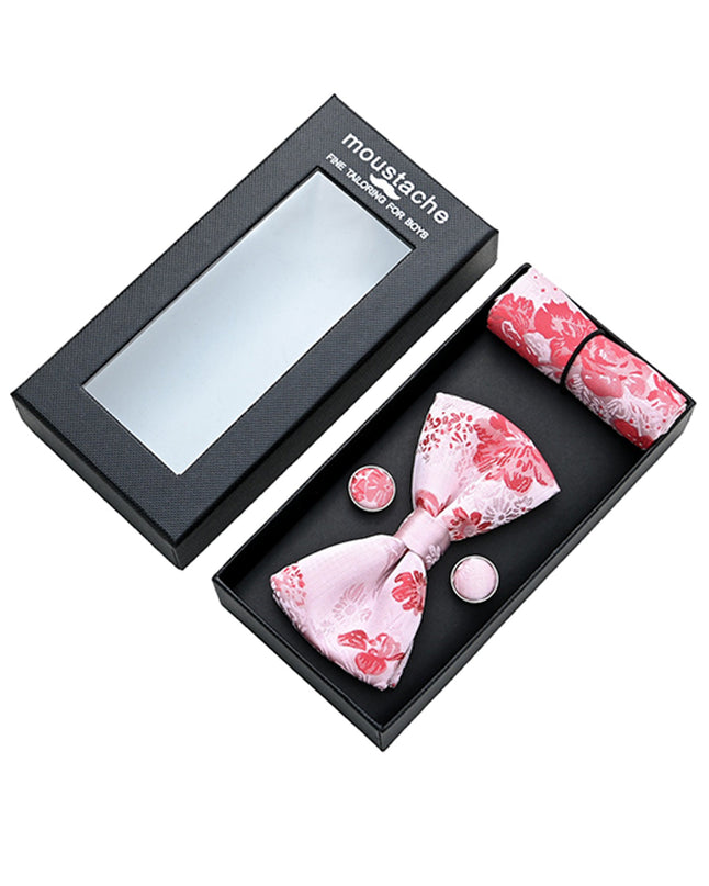 moustache-pink-red-floral-bowtie-cufflinks-square-set-ma42012