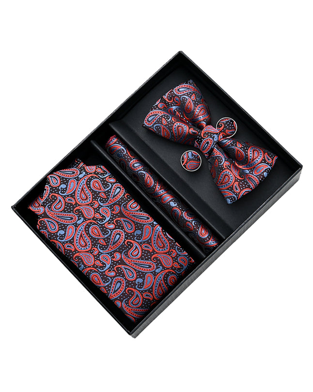 Red and Blue Paisley Tie Set