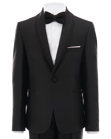 Black Glitter Trim Suit