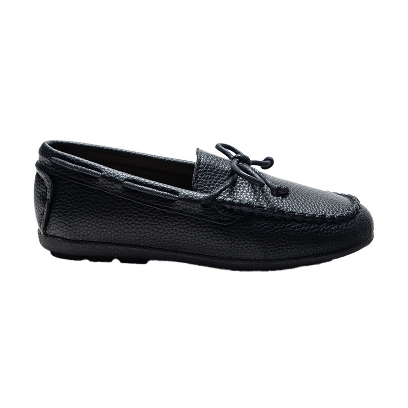 Black Faux Leather Laced Loafers