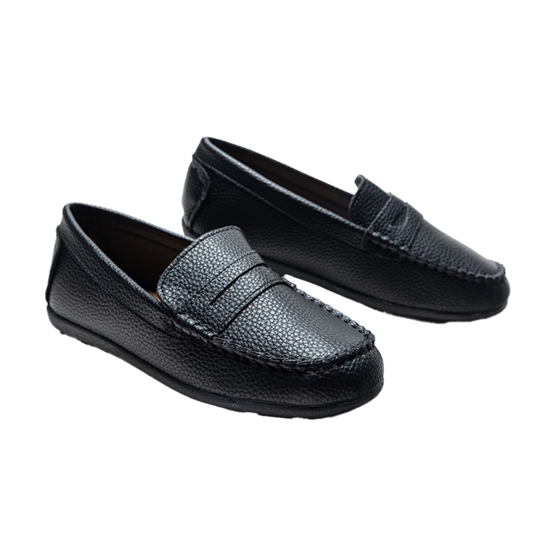 Black Faux Leather Penny Loafers