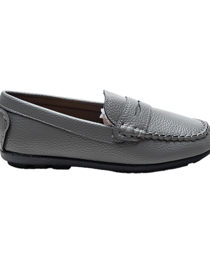 Gray Faux Leather Penny Loafers