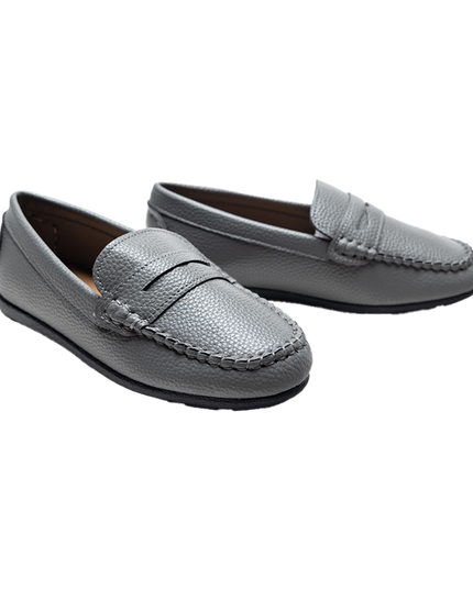 Gray Faux Leather Penny Loafers