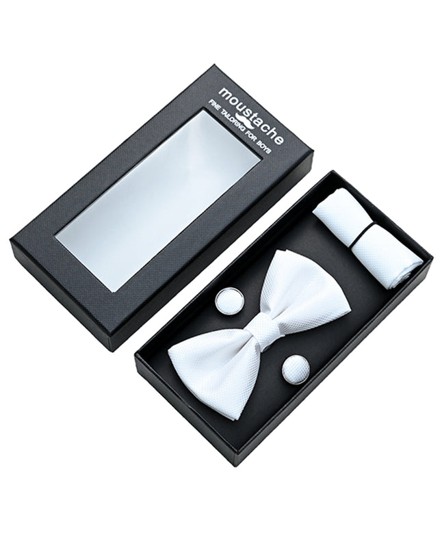 moustache-white-crosshatch-bowtie-cufflinks-square-set-ma42011