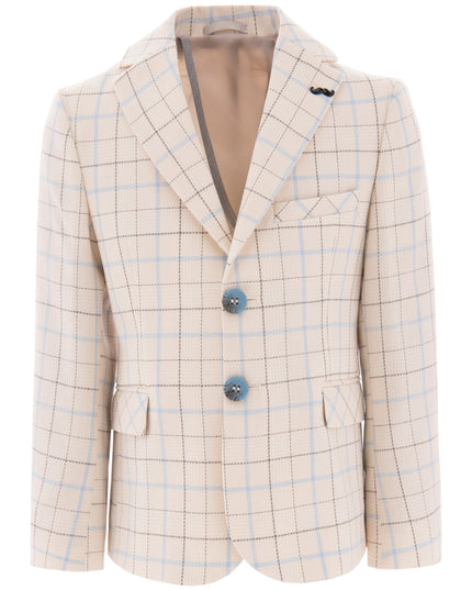 Beige Plaid Print Blazer