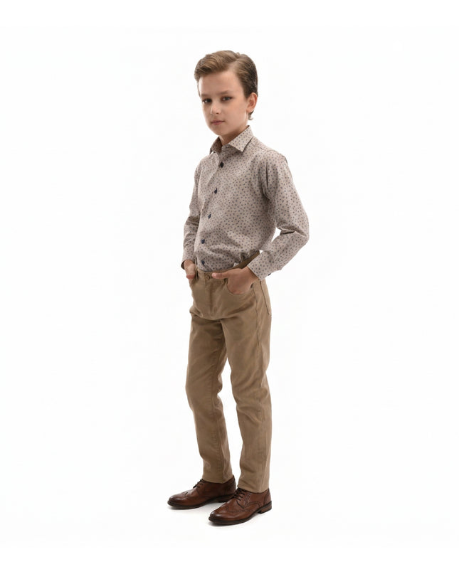 kids atelier moustache Beige Dandelion Print Dress Shirt