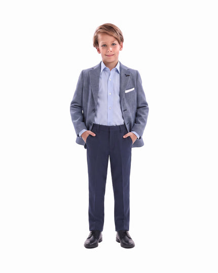 kids atelier moustache Blue Peak Lapel Formal Blazer