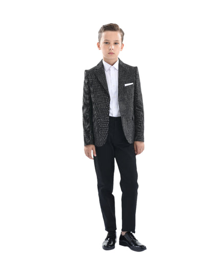 kids atelier moustache Smoky Gray Peak Lapel Blazer