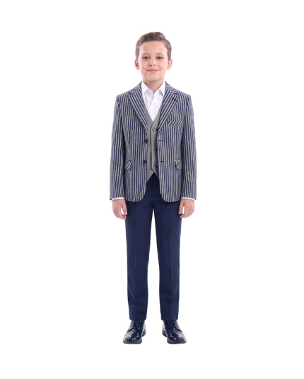 kids atelier moustache Navy Double Striped Blazer
